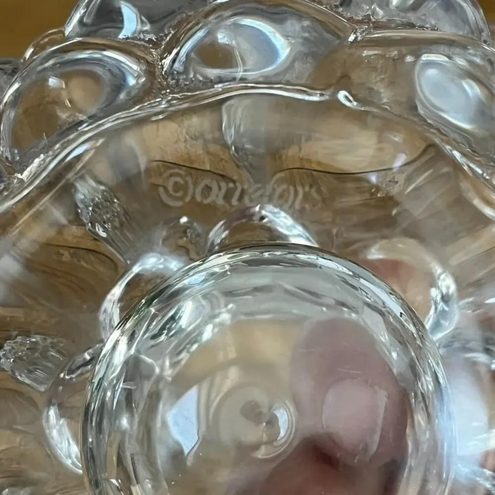 Orrefors Raspberry Crystal Glass Votive Candle Holders (2) 4